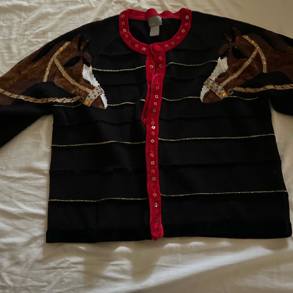 Horsey Christmas cardigan